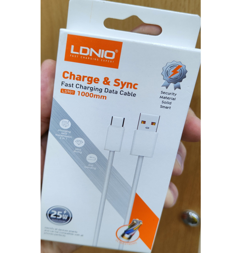  كابل موبايل USB TO TYP-C من لدنيو، موديل LS901، شحن سريع لهاتف ذكي 