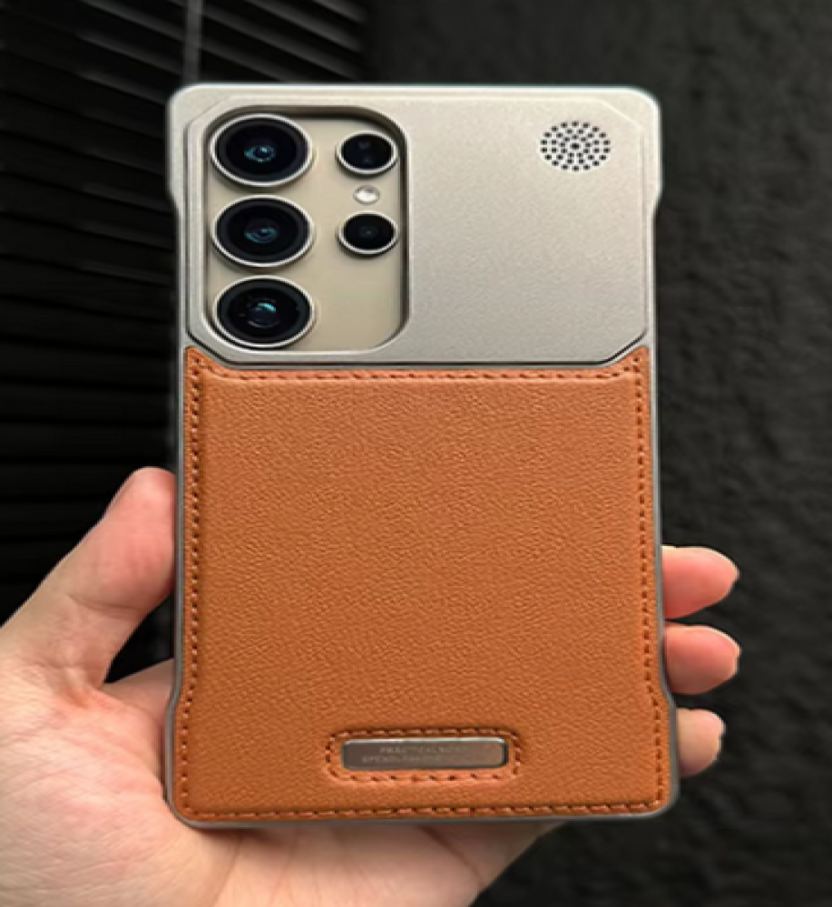  Lightweight leather and metal frame combination case, premium protection for your phone with full wireless charging support for the Samsung S25 Ultra 