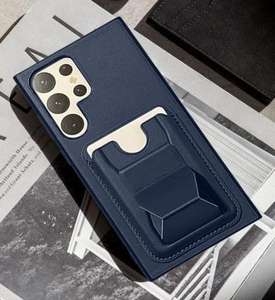  Practical and stylish case: leather-like polyethylene material, raised protective edges, built-in card wallet and hidden kickstand compatible with Samsung Phone S25 Ultra. 