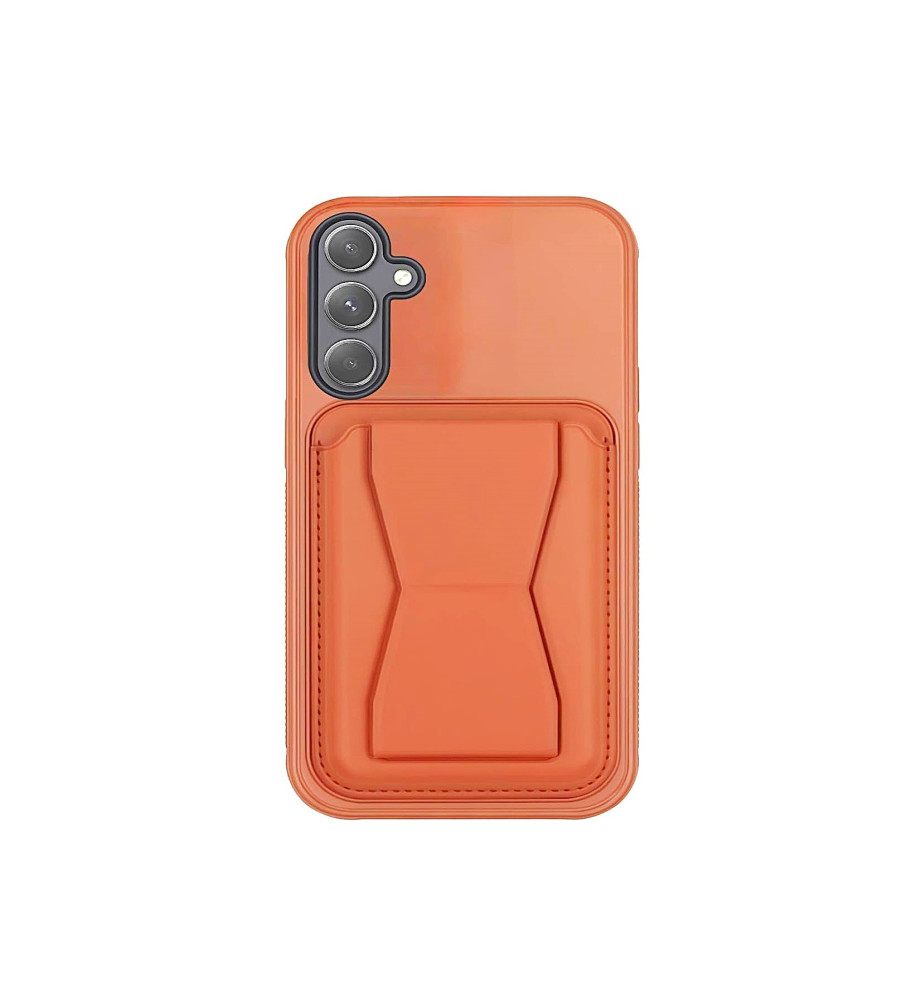  Practical and stylish case: leather-like polyethylene material, raised protective edges, built-in card wallet and hidden kickstand compatible with Samsung Phone A55 
