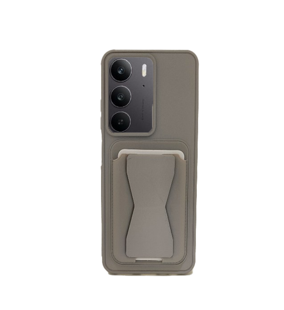  Practical and stylish case: leather-like polyethylene material, raised protective edges, built-in card wallet and hidden kickstand compatible with REALME C75 