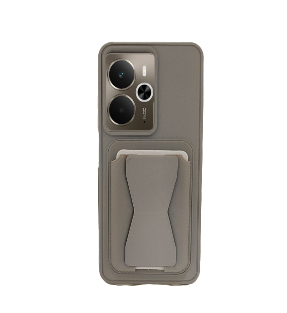  Practical and stylish case: leather-like polyethylene material, raised protective edges, built-in card wallet and hidden kickstand compatible with REALME Phone 14 . 