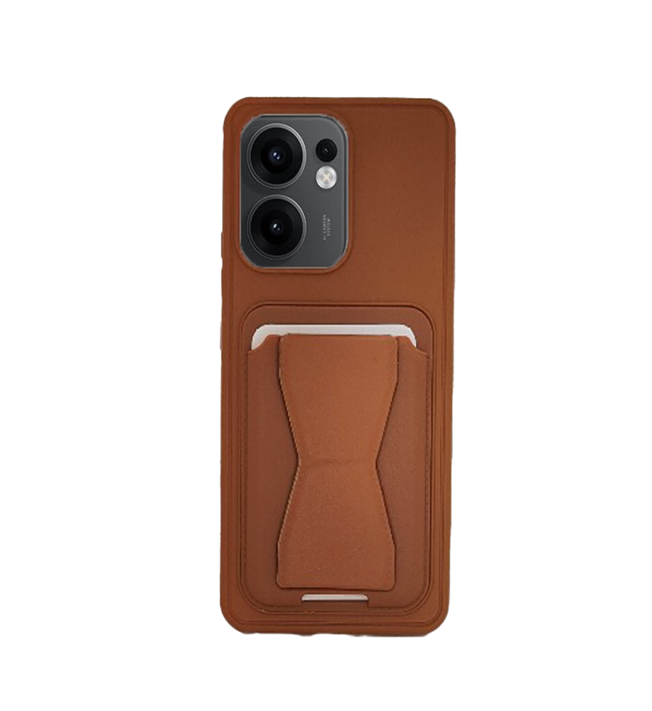  Practical and stylish case: leather-like polyethylene material, raised protective edges, built-in card wallet and hidden kickstand compatible with OPPO RENO 13F 4G 