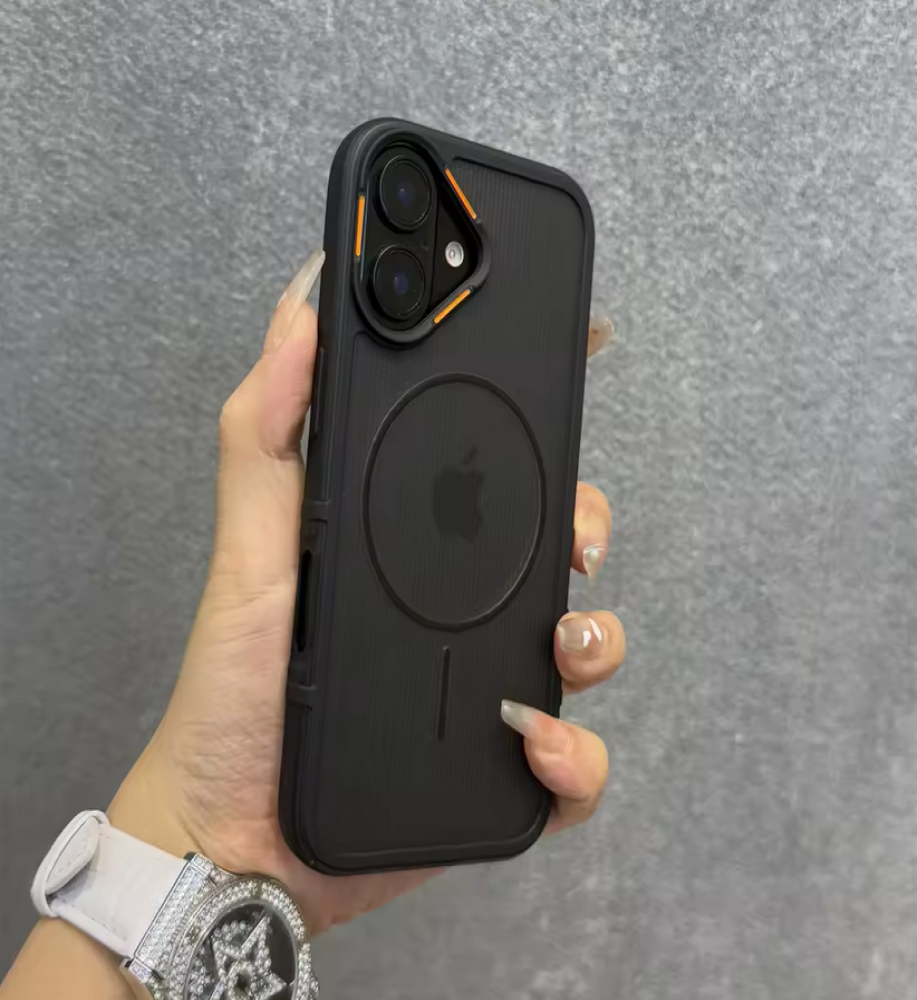  A strong and elegant protective case with magnetic charging, shock-resistant, anti-fingerprint, with elegant transparency and a prominent frame in a chic color to protect the camera and screen, compatible with iPhone 16 PLUS. 