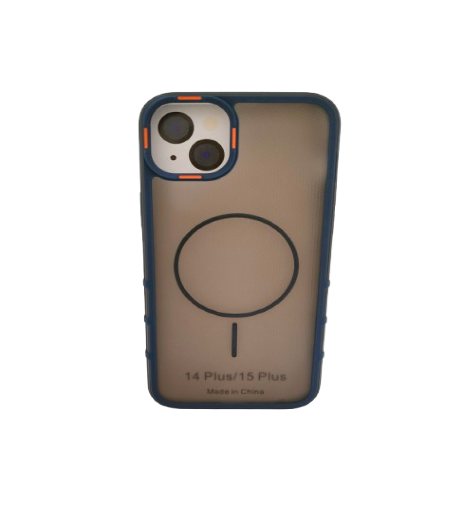  A strong and elegant protective case with magnetic charging, shock-resistant, anti-fingerprint, with elegant transparency and a prominent frame in a chic color to protect the camera and screen, compatible with iPhone 14 PLUS. 