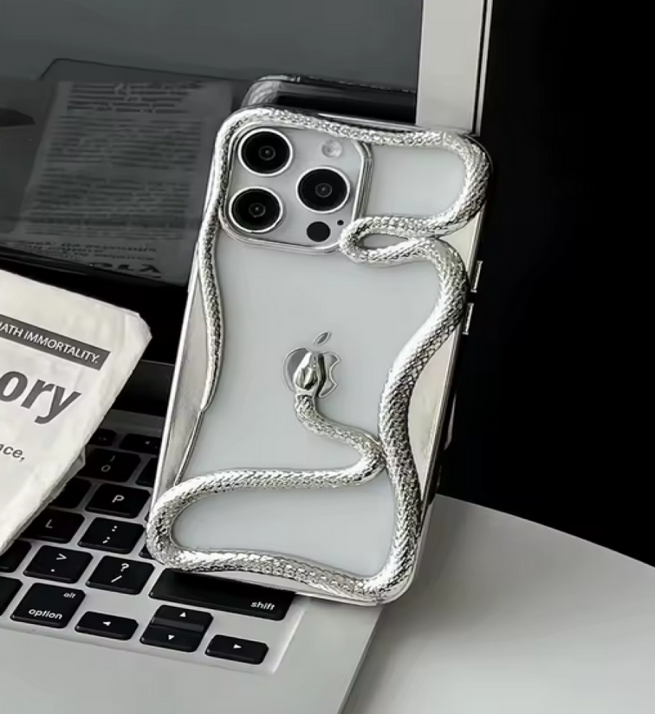  3D Snake-shaped Hollow Heat-Reducing Silicone Protective Case Compatible with iPhone 16 Pro 