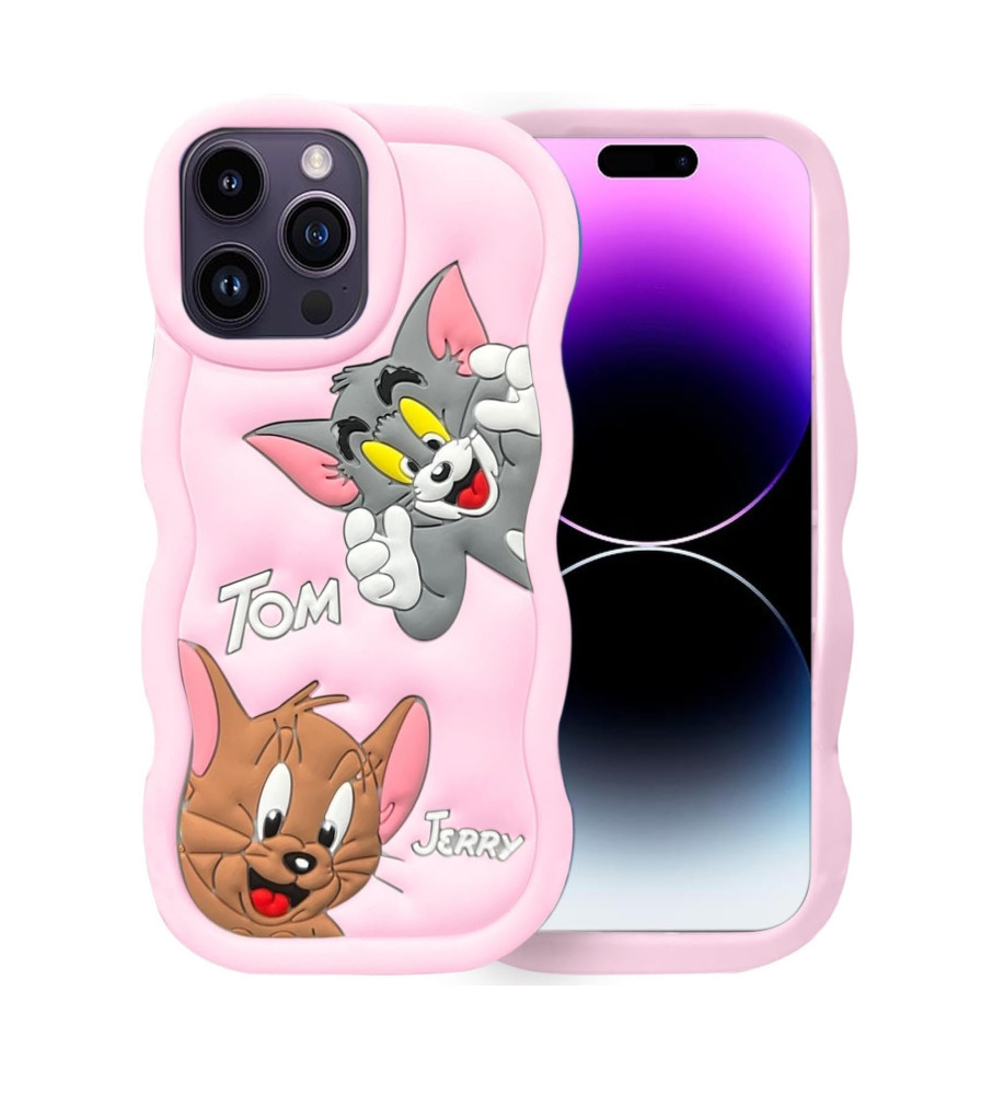 3D Tom and Jerry Shockproof Silicone Case Compatible with iPhone 15 Pro Max   3D Tom and Jerry Shockproof Silicone Case Compatible with iPhone 15 Pro Max