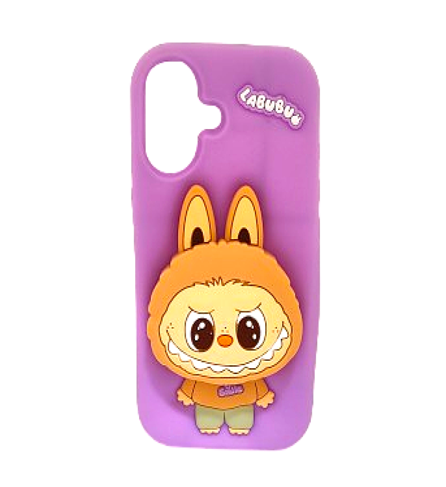 Silicone Case with Pop Socket Shockproof Protection with 3D LUBOBO Patterns Compatible with iPhone 16   Silicone Case with Pop Socket Shockproof Protection with 3D LUBOBO Patterns Compatible with iPhone 16