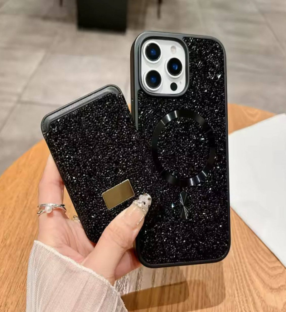 SWAROVSKI rhinestone-covered case with attractive colors and a magnetic card holder, in addition to Mage Safe wireless charging support, compatible with iPhone 16 Pro   SWAROVSKI rhinestone-covered case with attractive colors and a magnetic card holder, in addition to Mage Safe wireless charging support, compatible with iPhone 16 Pro