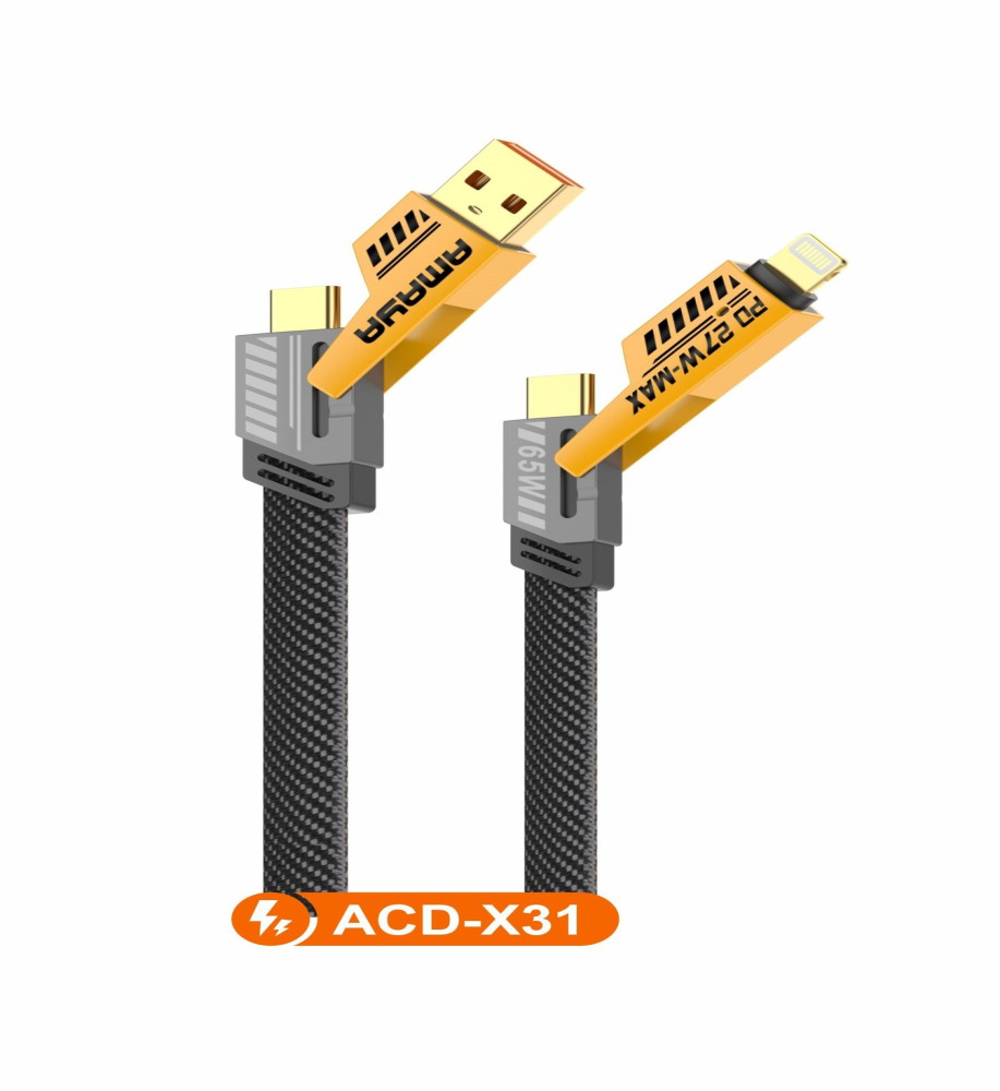  Amaya ACD-X31 Knife King 65W Super Fast Charging Data Cable, 1.2m, 4-in-1 