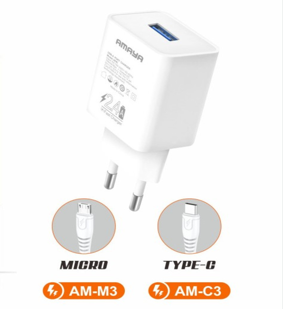  Amaya AM-C3  Charger Power 2.4A with Type C Cable 