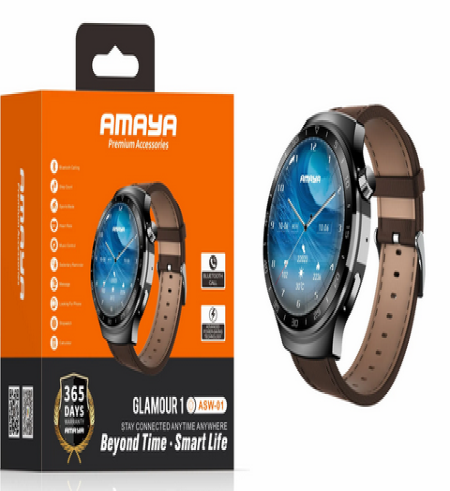  Amaya ASW-01 Smartwatch Sleek Business Style with Bluetooth Calling & Power-Saving Features 
