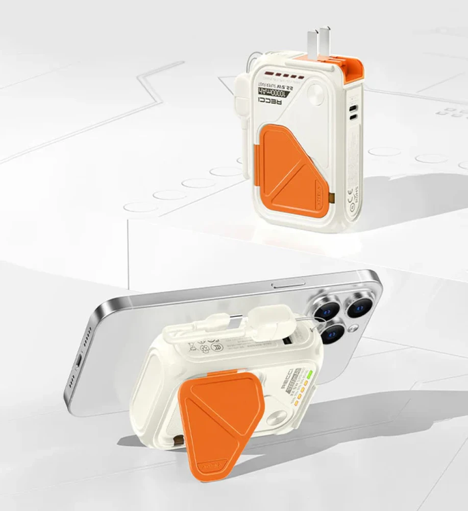  Amaya Power Bank APB-WFD28 with a 10000mAh capacity, 22.5W wired charging, and 15W wireless charging. 