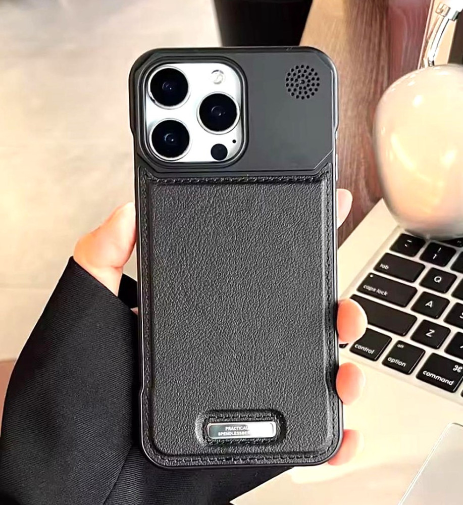  Lightweight leather and metal frame combination case, premium protection for your phone with full support for wireless charging for iPhone 14 Pro Max 
