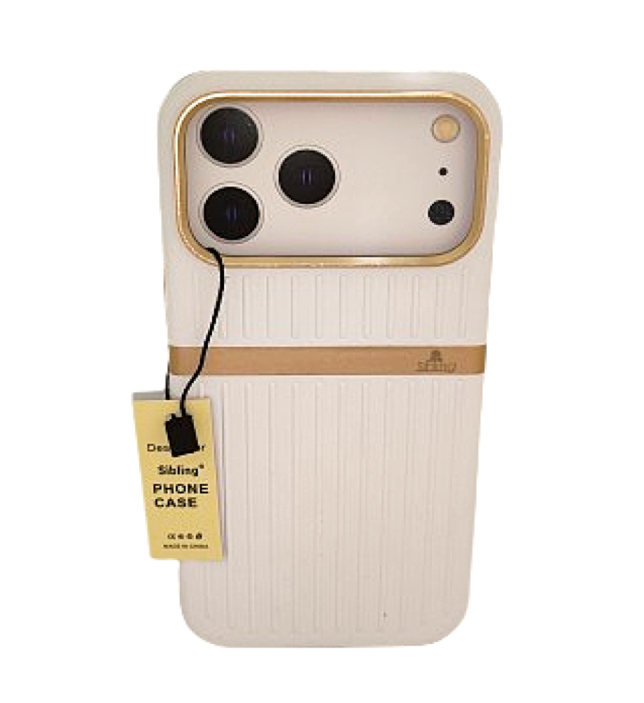  A stylish and protective case with raised edges to guard against impacts, durable material, and a gold camera module. A secure fit and a luxurious, practical look. Compatible with iPhone 17 Pro . 