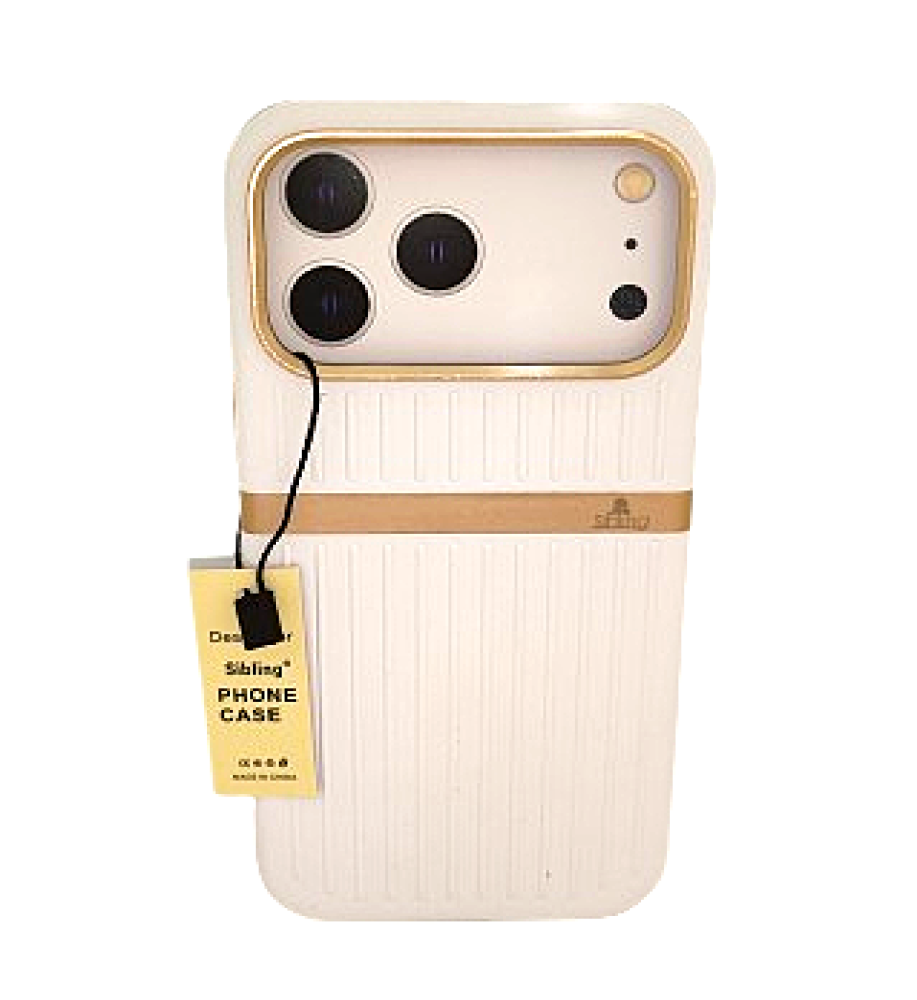  A stylish and protective case with raised edges to guard against impacts, durable material, and a gold camera module. A secure fit and a luxurious, practical look. Compatible with iPhone 17 Pro . 