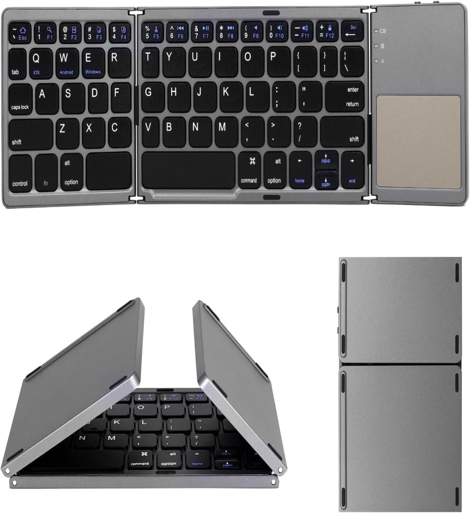  B033 Foldable Bluetooth Keyboard with Touchpad (Portable and Slim) Lightweight and Portable for PC, Tablet and Mobile. 