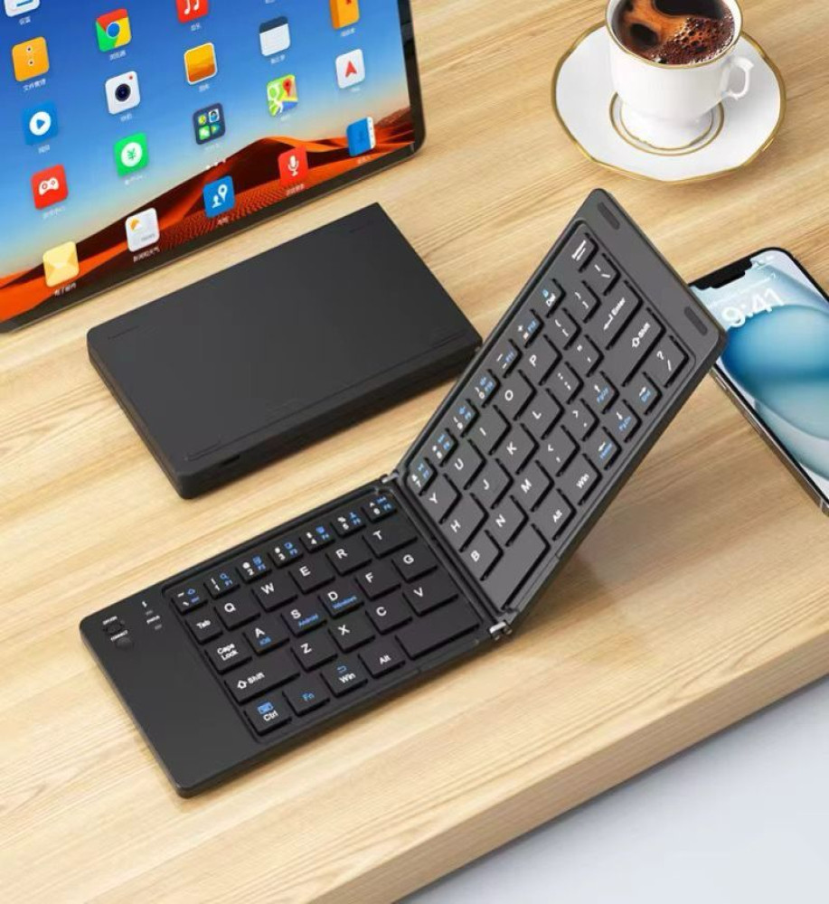  B031 Ultra Slim Foldable Bluetooth Keyboard, lightweight and portable, rechargeable battery, compatible with iOS, Android, Windows and Mac, ideal for mobile, tablet and laptop. 