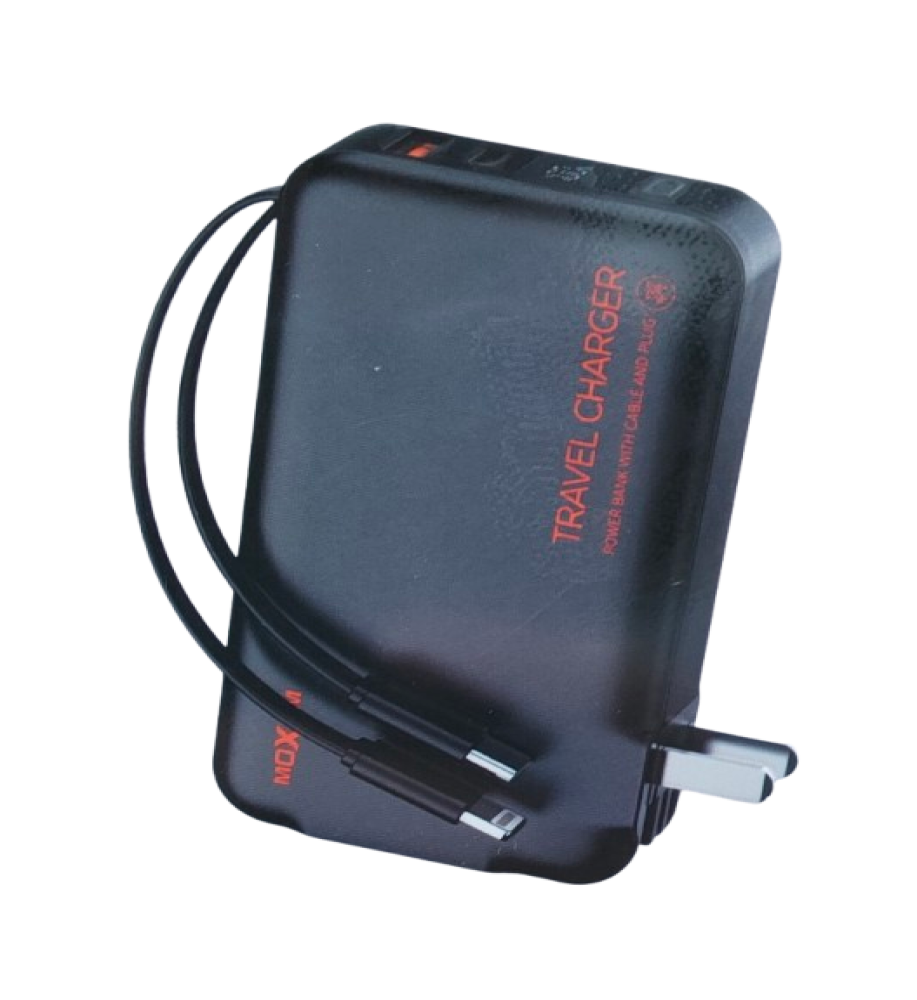  Moxom MX-PB140 10000mAh Power Bank - PD20W/SCP22.5W Fast Charging with EU and UK Plug, Type-C Cable and Built-in iPhone Cable. 