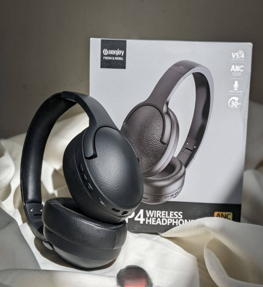  UENJOY UHP4 Bluetooth V5.4 Headphones with Active Noise Cancellation, High-Definition Sound, and Up to 30 Hours of Playtime, Foldable Design, and AUX Support 