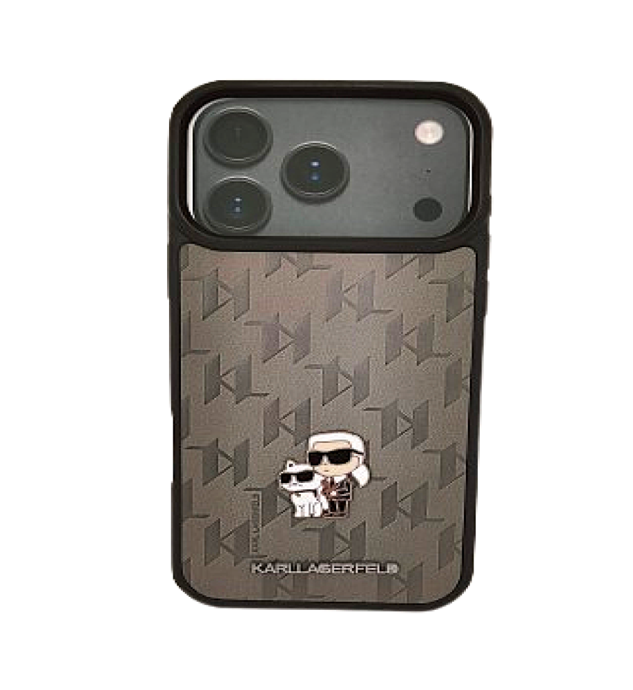  A premium Karl mobile phone case in solid colors with the Karl logo and a thick, prominent black frame for robust protection and a stylish look for iphone 17 Pro Max. 