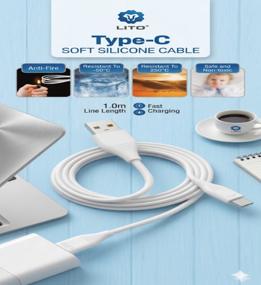  LITO Type-C Fast Charging Cable with Soft Silicone Data Transfer 