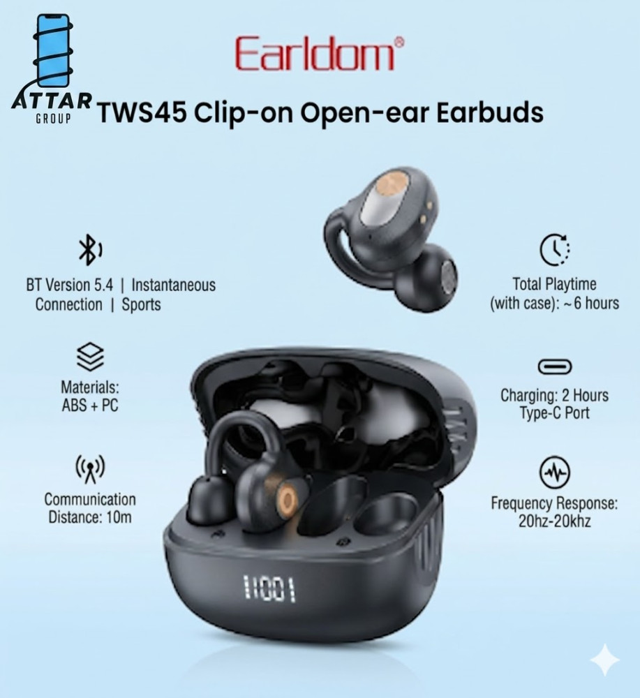  Earldomair Buds TWS45 Clip-on Open-ear Headphones | Freedom of listening and ideal sports performance 