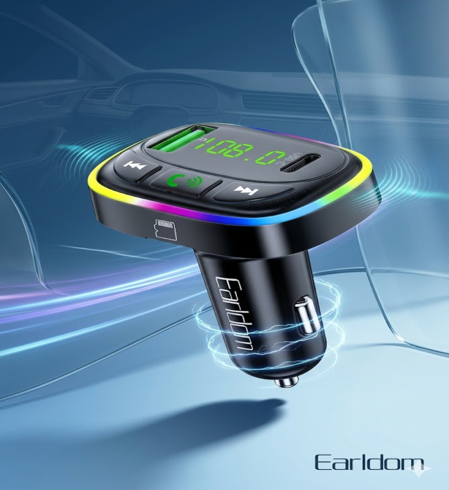  مشغل MP3 للسيارة بلوتوث / لاسلكي Earldom ET-M104 بتقنية بلوتوث 5.3 وإضاءة RGB مع شاحن سيارة مزدوج بقوة 3.1A 