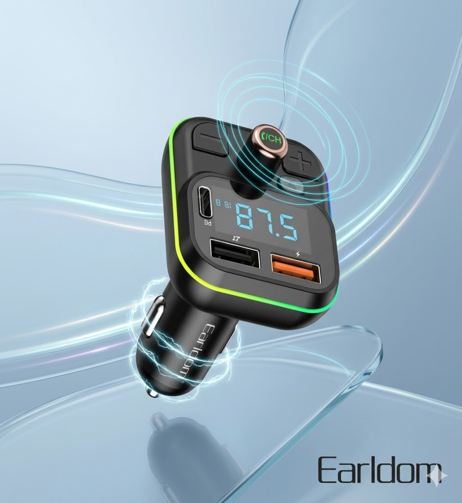  مشغل MP3 لاسلكي للسيارة ايرلدوم Earldom ET-M86 بشاحن سريع بقوة PD 18W ودعم المكالمات اللاسلكية Handsfree 