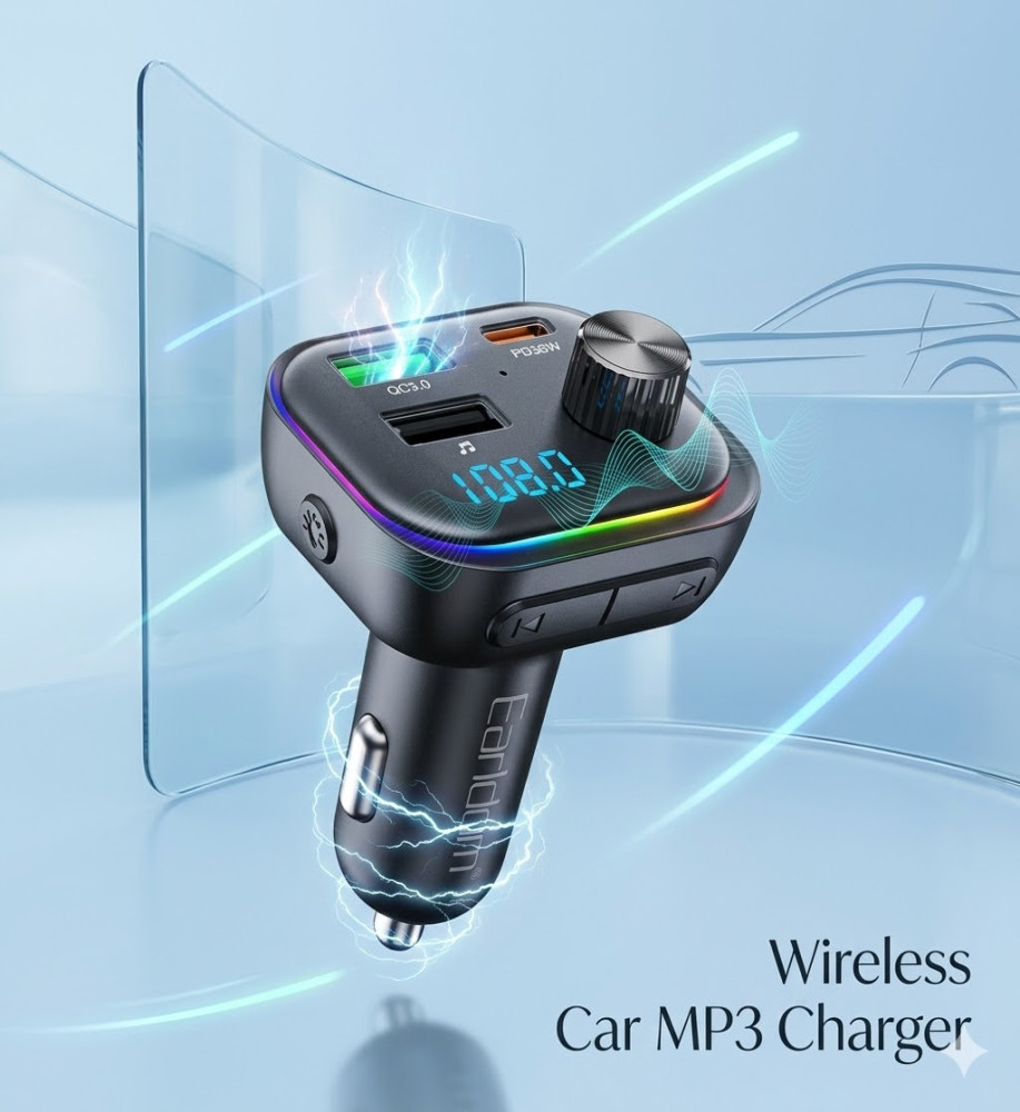  مشغل MP3 للسيارة لاسلكي ايرلدوم Earldom ET-M86 بقوة QC3.0 و PD 18W مع شاشة LED وصوت عالي النقاء A2DP 5.0 