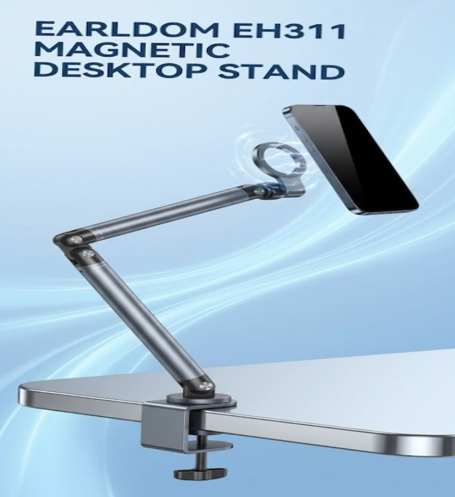  *Earldom ET-EH311 Magnetic Desktop Holder with Mechanical Arm*   Dual-use holder for phones and tablets with 360° rotation 