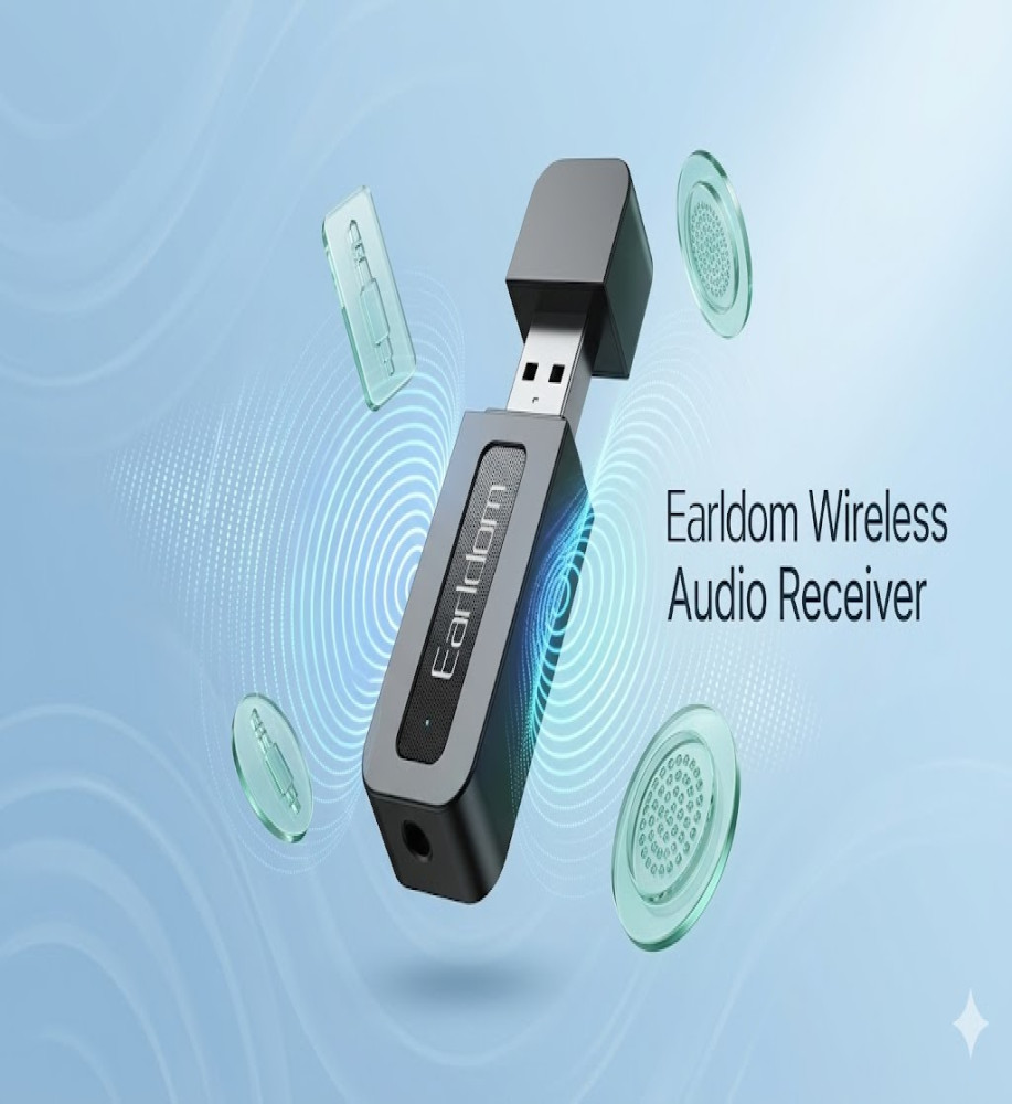  Earldom ET-M22 Wireless Audio Receiver & Adapter with Bluetooth 5.2 for Car and Speakers, with 3.5mm AUX port 