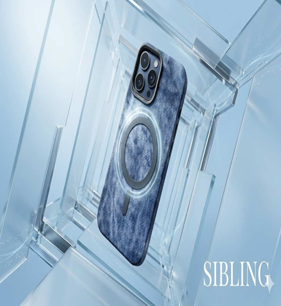  Luxury denim iPhone 15 case with a metal frame to protect the lenses, suede lining, and MagSafe/wireless charging support. 