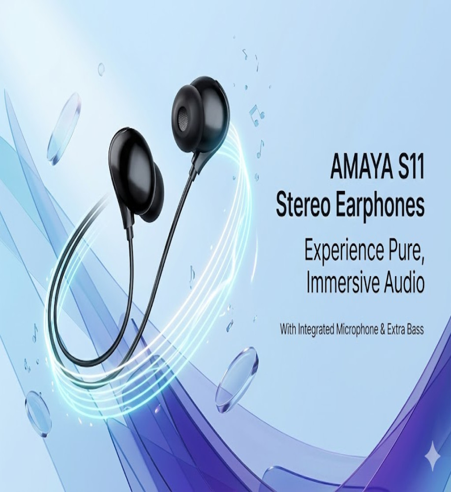  Amaya AMAYA S11 Wired Stereo Hands-Free Earphones / Wired Stereo Earphones with Microphone, Noise Isolation, and Big Bass 