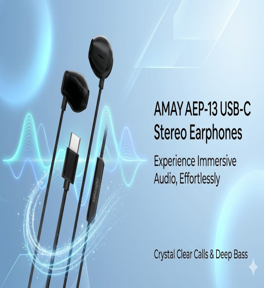  *English Translation:*   Amaya AMAYA AEP-13 Wired Stereo Earphones with Type-C Port, Built-in Microphone, and Powerful Bass 