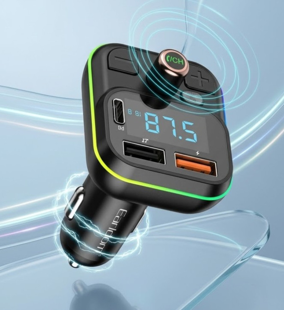  Earldom ET-M86 Wireless Car MP3 Player with 18W PD Fast Charger and Handsfree Calling Support 