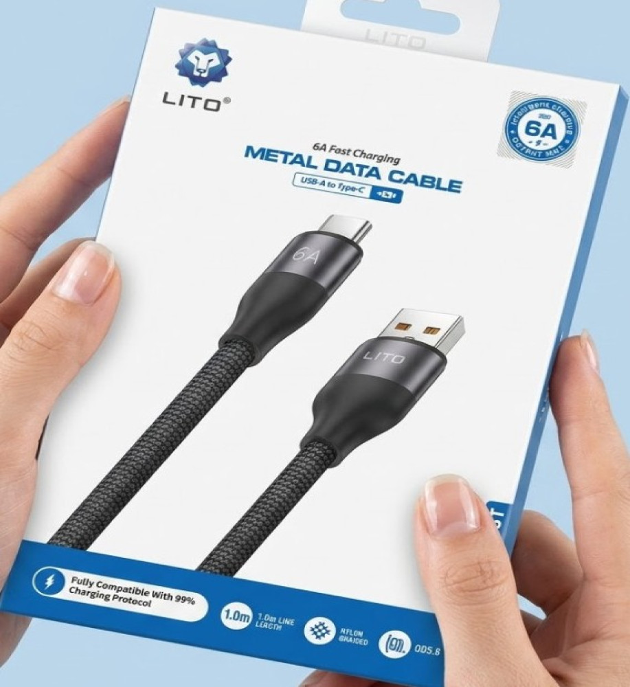  LITO LD23T 6A Fast Charging and Data Transfer Cable (USB-A to Type-C) - Braided and Extremely Durable 