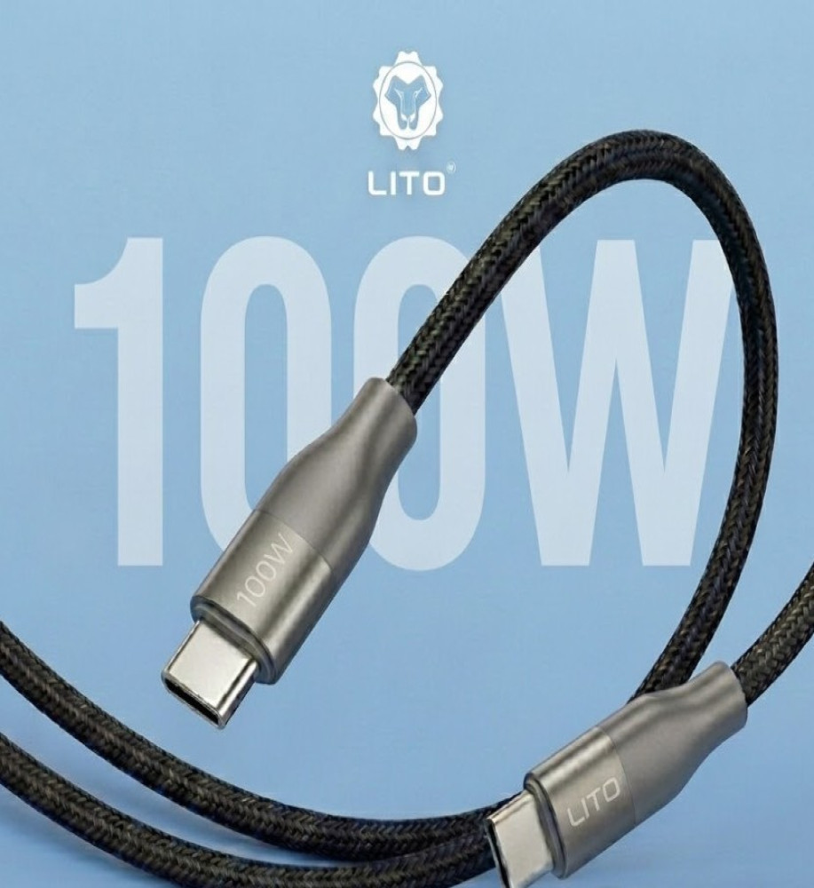  LITO LD25CC (Type-C to Type-C) Fast Charging and Data Transfer Cable | 2 Meters Long - 100W Power 