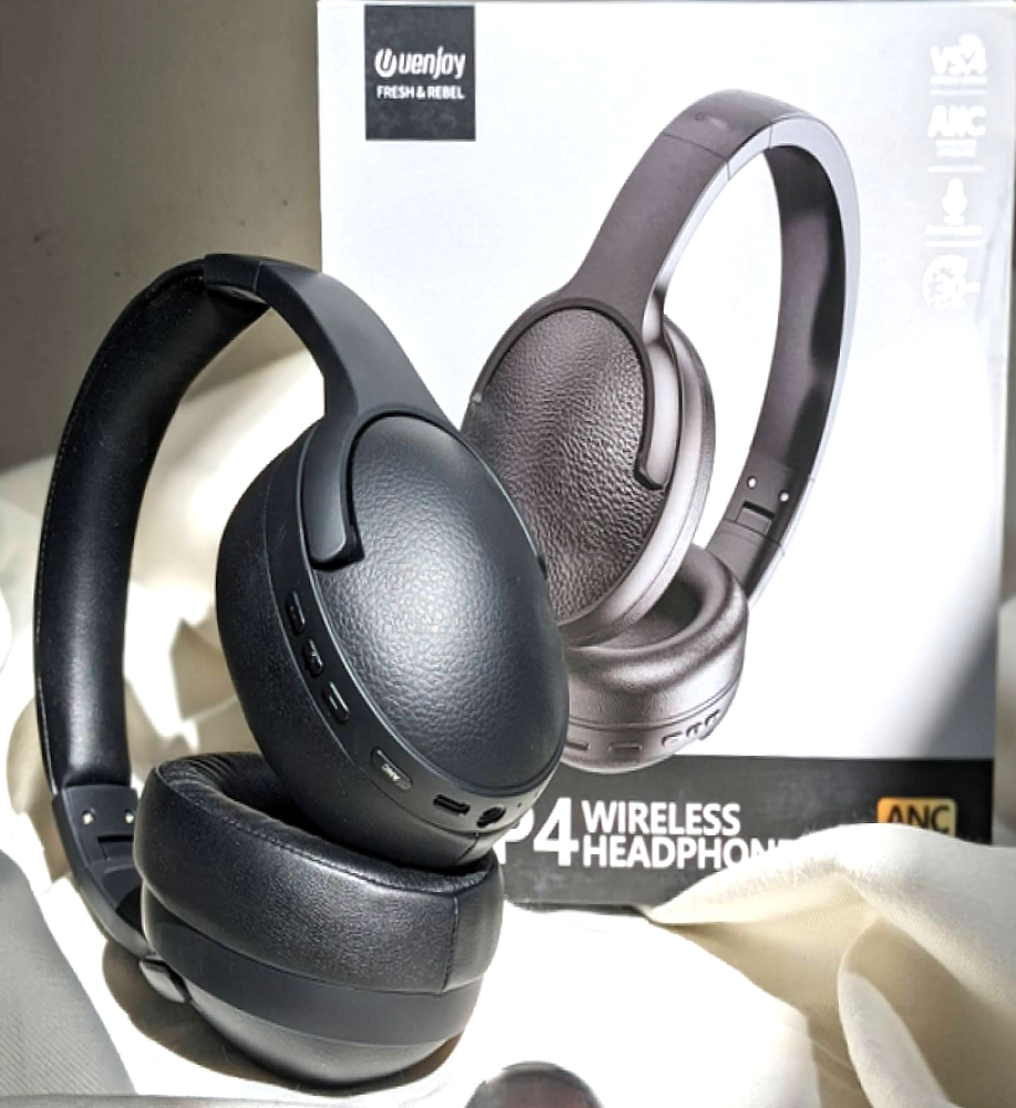  UENJOY UHP4 Bluetooth V5.4 Headphones with Active Noise Cancellation, High-Definition Sound, and Up to 30 Hours of Playtime, Foldable Design, and AUX Support 