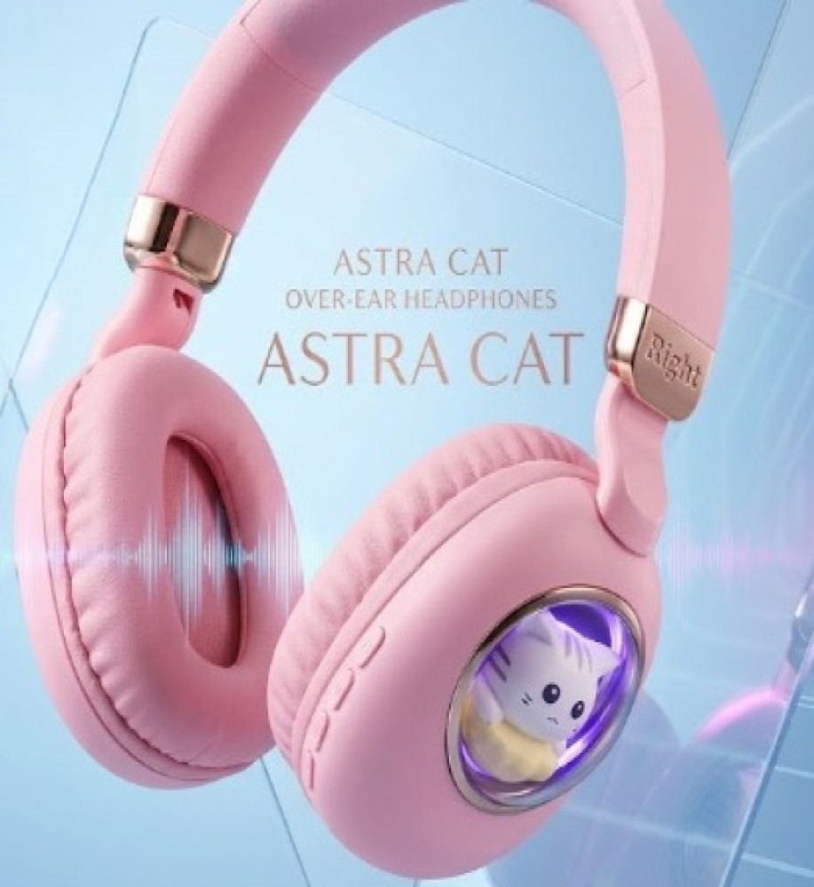 ST862 Cute Cat-Shaped Light-Up Bluetooth Headphones with AUX Support - Cushioned for Ear Comfort - Suitable for All Uses and Compatible with All Mobile Phones, Tablets, and Computers 