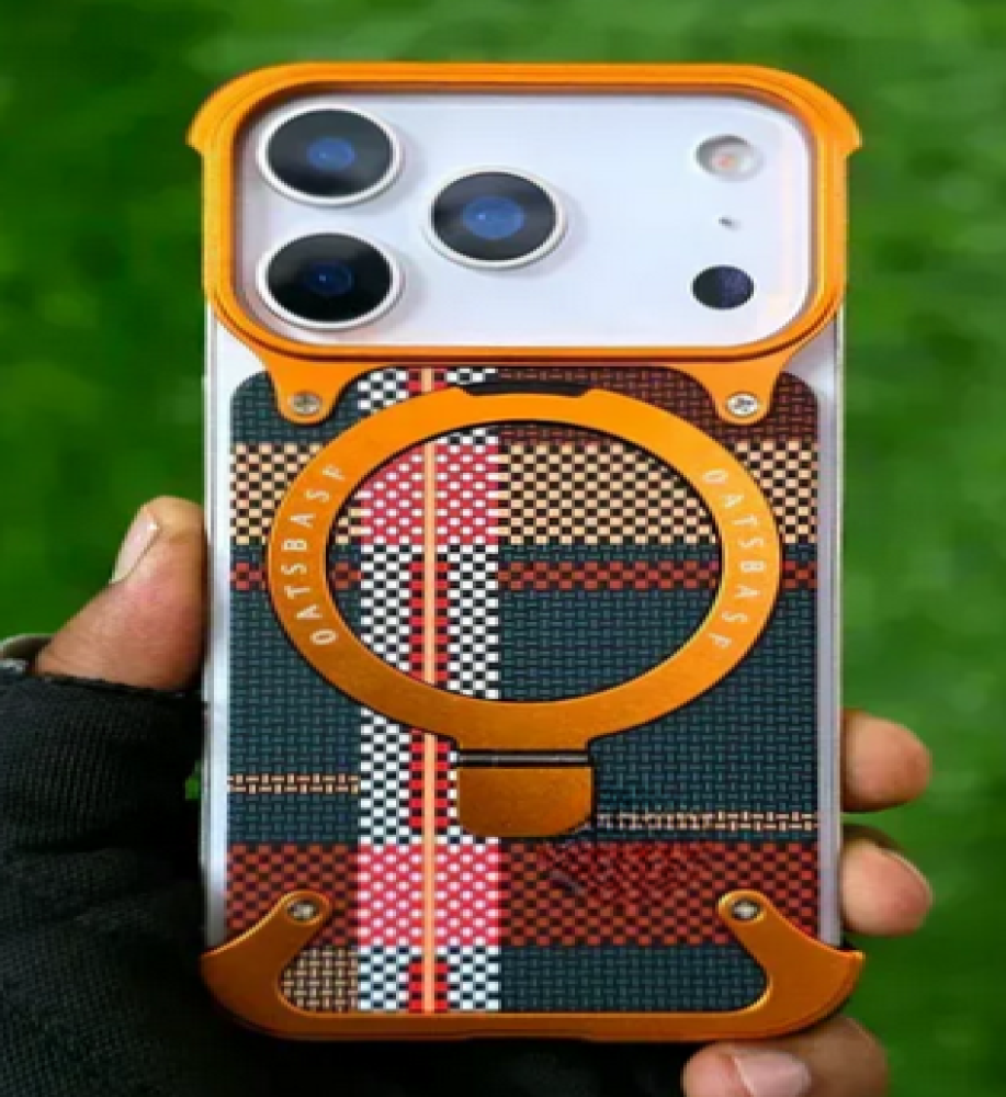  iPhone 17 Pro Max Frameless case with corner protection + built-in ring grip/stand – Youthful colors 