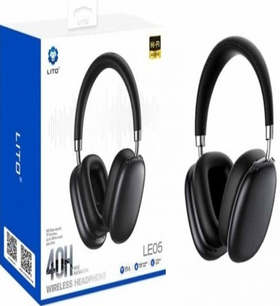  Lito LE05 — Over-Ear Headphones with Hi-Fi Sound, 3 Playback Modes (Bluetooth + AUX Cable + Memory Card), 400mAh Battery, Up to 30 Hours Playtime, Type-C Charging, Foldable 