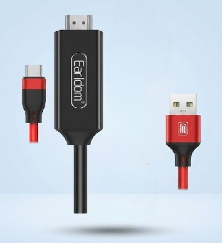  Earldom ET-W12 Type-C to HDTV Adapter Cable for Video Display & Phone Charging, 2 Meter Length 