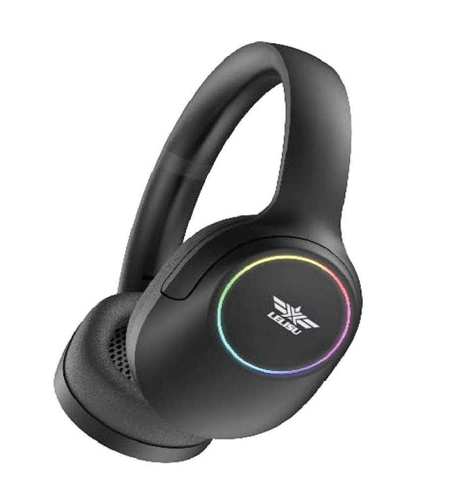  Lelisio LS-251 Bluetooth Headphones with Aux Cable, Comfortable Ear Features, Beautiful Color Lighting, Suitable for All Uses, and Compatible with All Mobile Phones, Tablets, and Computers 