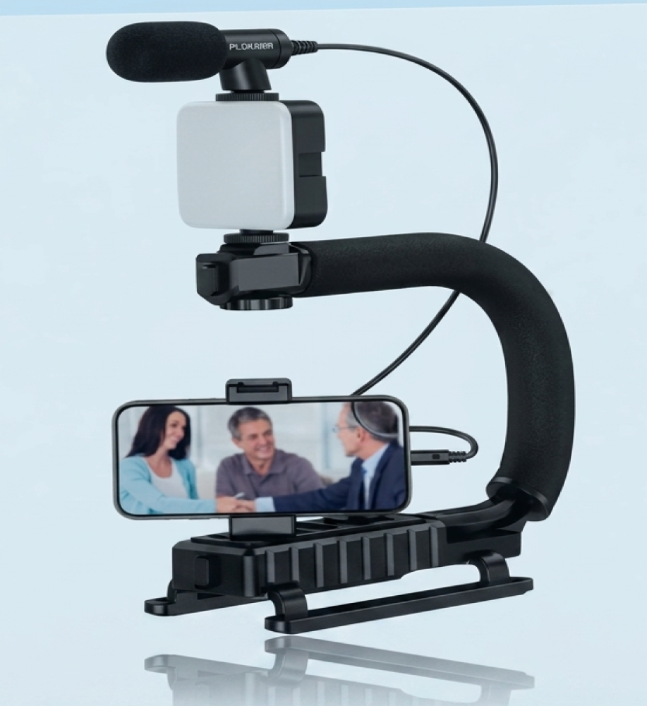  Blokama PK-777 Content Creation & Video Filming Kit with Microphone, LED Light, and Flexible Stand for Phones and Cameras 