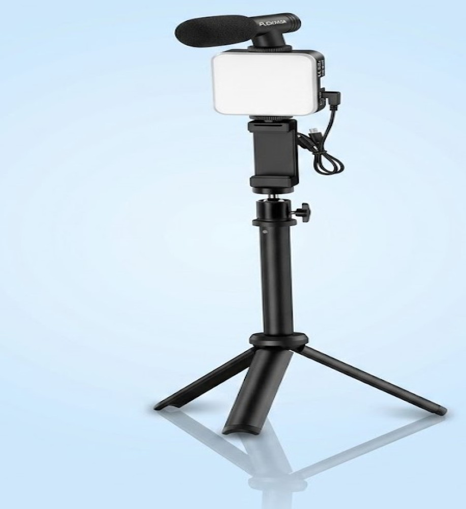  The complete content creation and video recording kit by Blukama PK-772 with Microphone, LED Light, and Tripod 