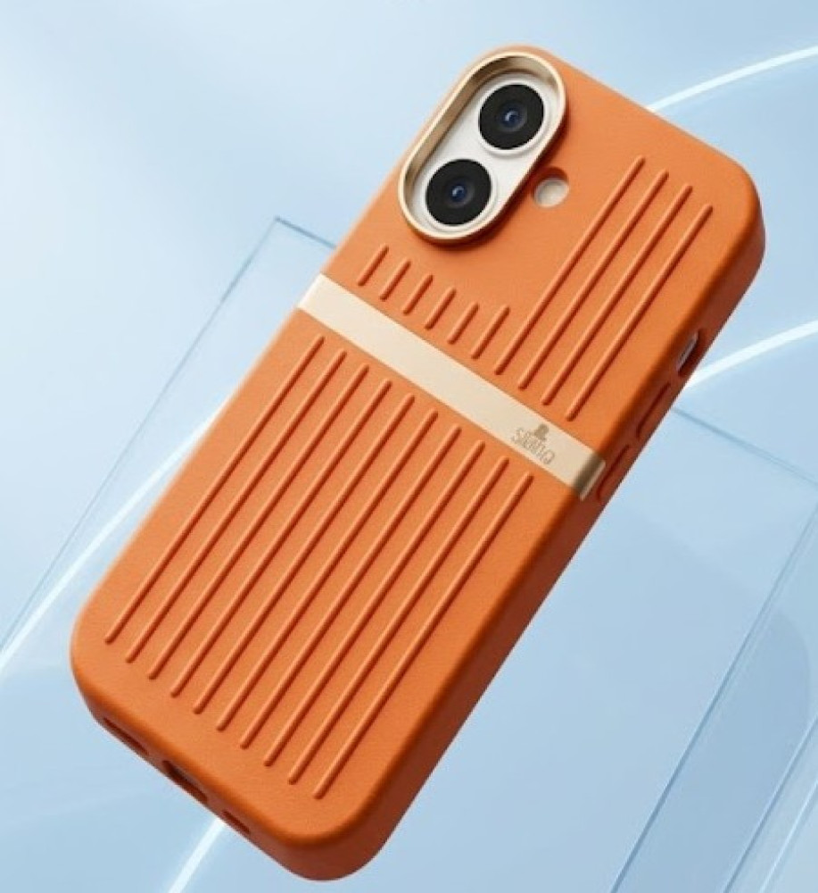  A stylish and protective iPhone 17 case with raised edges to protect against impacts, durable material, gold camera module, secure fit, and a luxurious, practical look. 