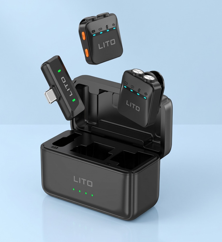  LITO LM04 Wireless Lavalier Microphone with Charging Case & AI Noise Reduction 