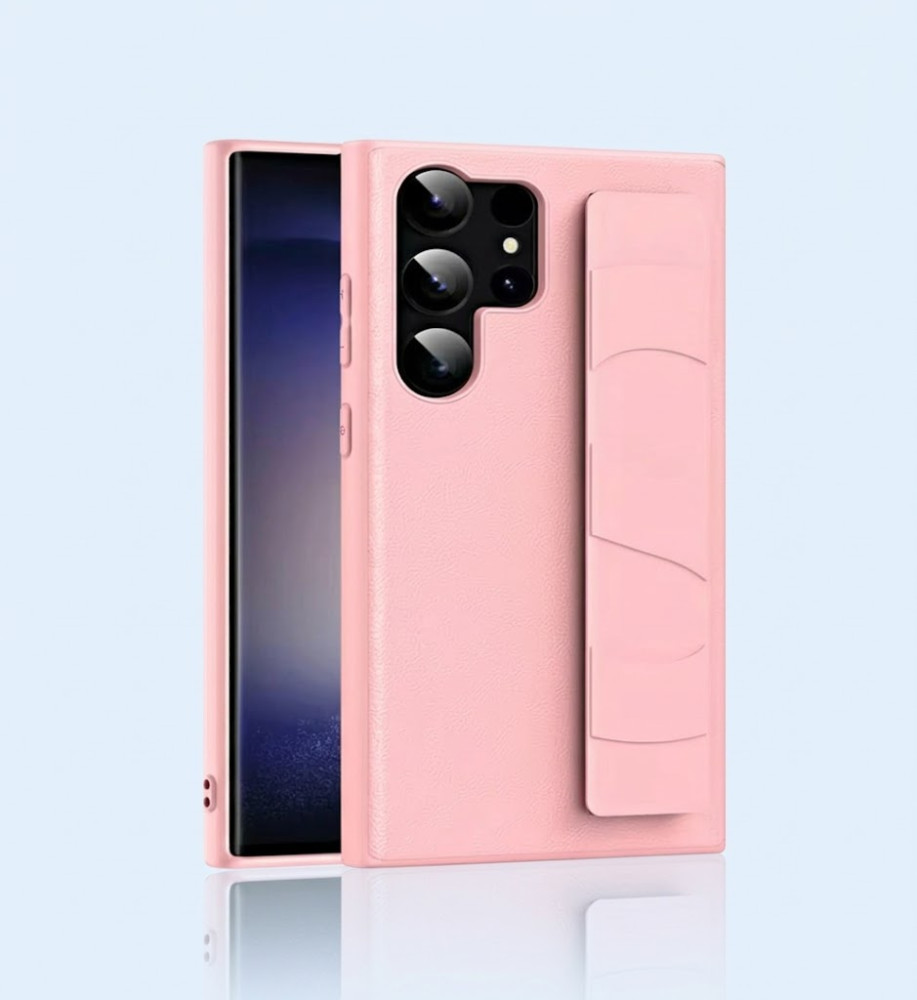  Samsung S22 Ultra Leather Texture Case with Solid Colors, Smart Hand Strap and Full Protection 