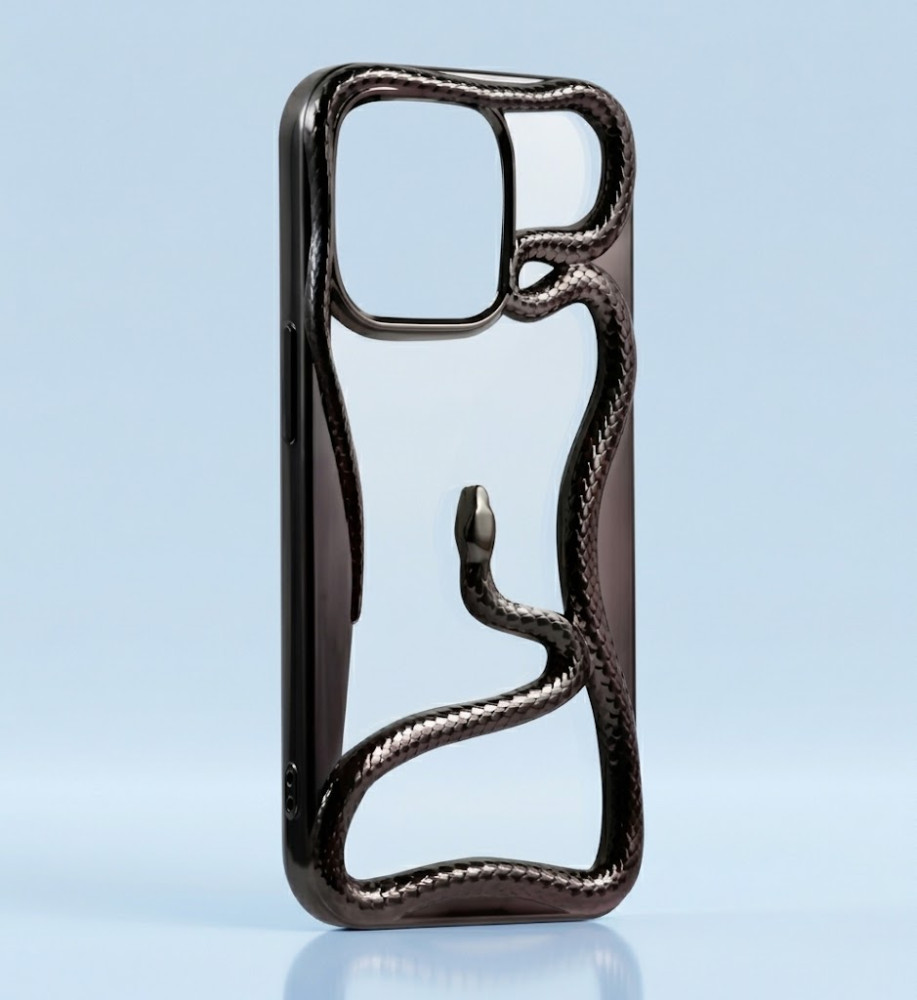  iPhone 11 3D Silicone Snake Design Case with Glossy Finish and Heat Dissipation Cutouts 